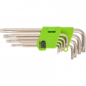 Фото Набор ключей имбусовых Tamper-Torx, 9 шт., TT10-ТT50, 45x, закаленные, удлиненные, никель// Сибртех